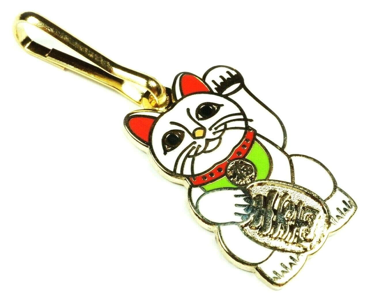 Maneki Neko Lucky Cat Wealth Success Money Jacket Backpack Bag Zipper Pull Clip