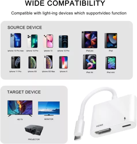Lightning To HDMI Digital TV AV Adapter 1080P HDMI Cables For Apple iPhone iPad - Bild 3 von 9