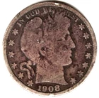 1908 O Barber Half grades in VERY GOOD condition. FULL RIM ON BOTH SIDES stkh707