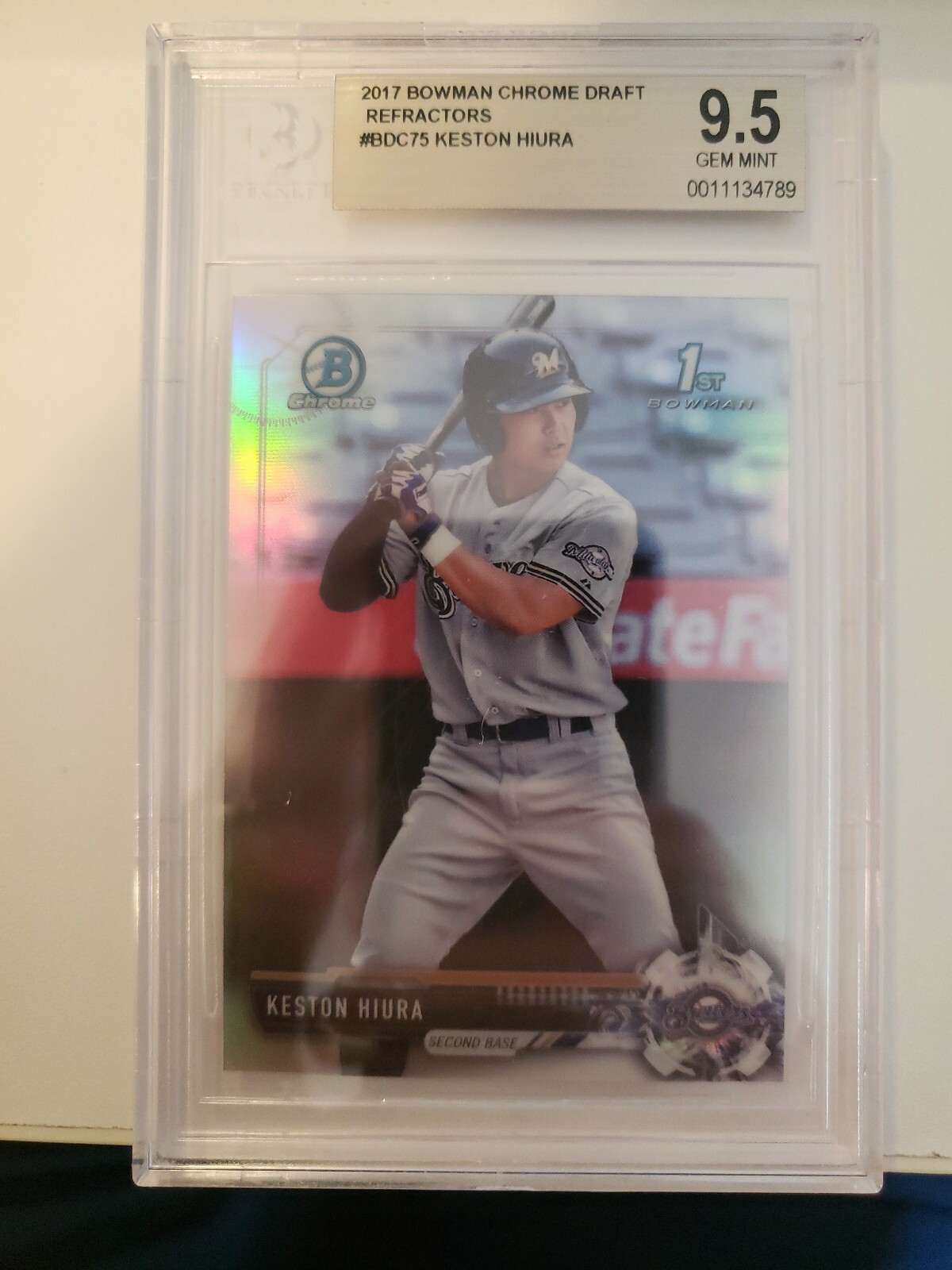 2017 Bowman Chrome Draft Refractors #BDC75 Keston Hiura RC Gem Mint BGS 9.5