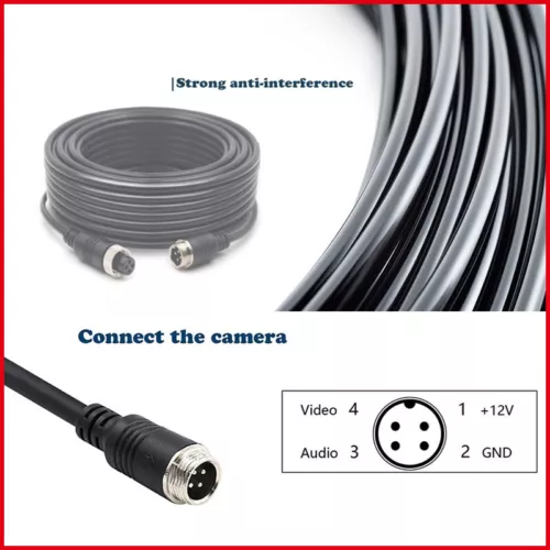 4Pin Video Extension Cable Wire For Bus Truck Reversing Rear View Camera 5M - Picture 3 of 11