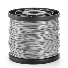 500Ft Wire Vinyl Coated 1/16" Braided Stainless Steel Cable Plastic Covered