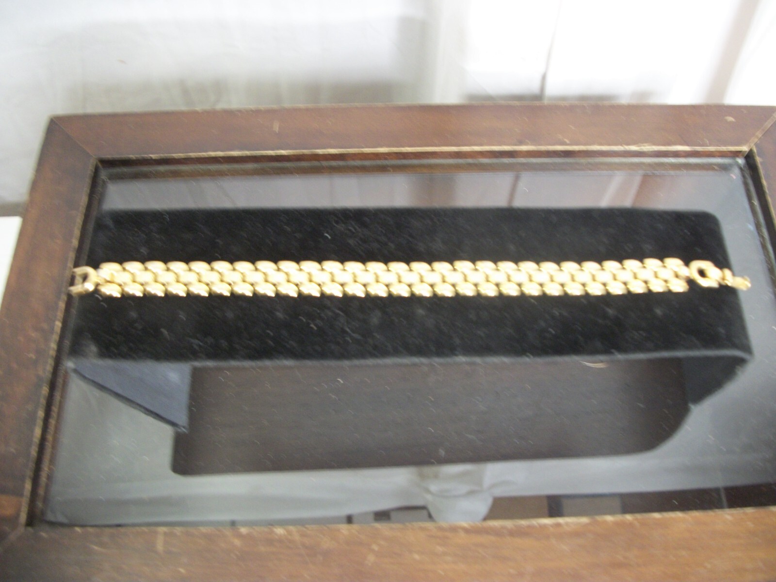 Monet Bracelet Gold Tone Textured Chain Link, Signed