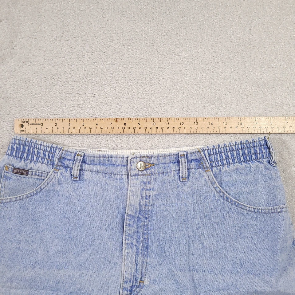 VTG Lee Rider Jean Shorts Womens 20W Medium High Rise Light Blue Faded Stained - Image 3 of 4