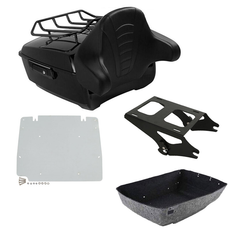 パック Vivid Black King Trunk Pad Mount Plate Fit For Harley Electra