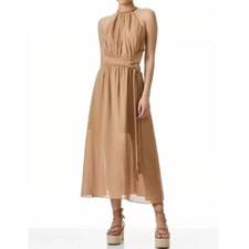 Alice + Olivia Midi Halter Faith Braided Cut-Out Dress