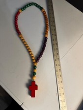 Childrens Catholic Wooden My First Rosary  20.5 in Multicolored Wooden Beads