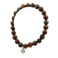 Armband Perlen Pyrit Aus SüDafrika + Holz 8 Mm. Hergestellt In Frankreich.