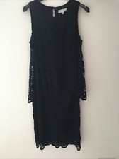 Dress Size 10 Black Lacey Sleeveless overlaid RJR Evening Smart Dress