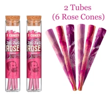 Authentic Zig-Zag King Size Natural Rose Cones 2 Tubes 6 Cones US Shipping