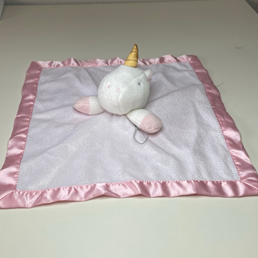 Cloud Island Unicorn Lovey Baby Blanket with Soft Pink Satin Trim