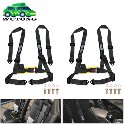 2X Black 4 Point 2'' Strap Racing Harness Seat Belt RZR XP Turbo CanAm X3 ATV UTV