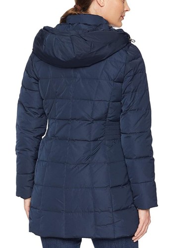 NWT $249 Cole Haan Women's Taffeta Down Coat With Bib Front and Dramatic Hood - Picture 4 of 5