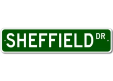 Sheffield Drive Street Sign Personalized Custom Last Name Metal Sign - Aluminum