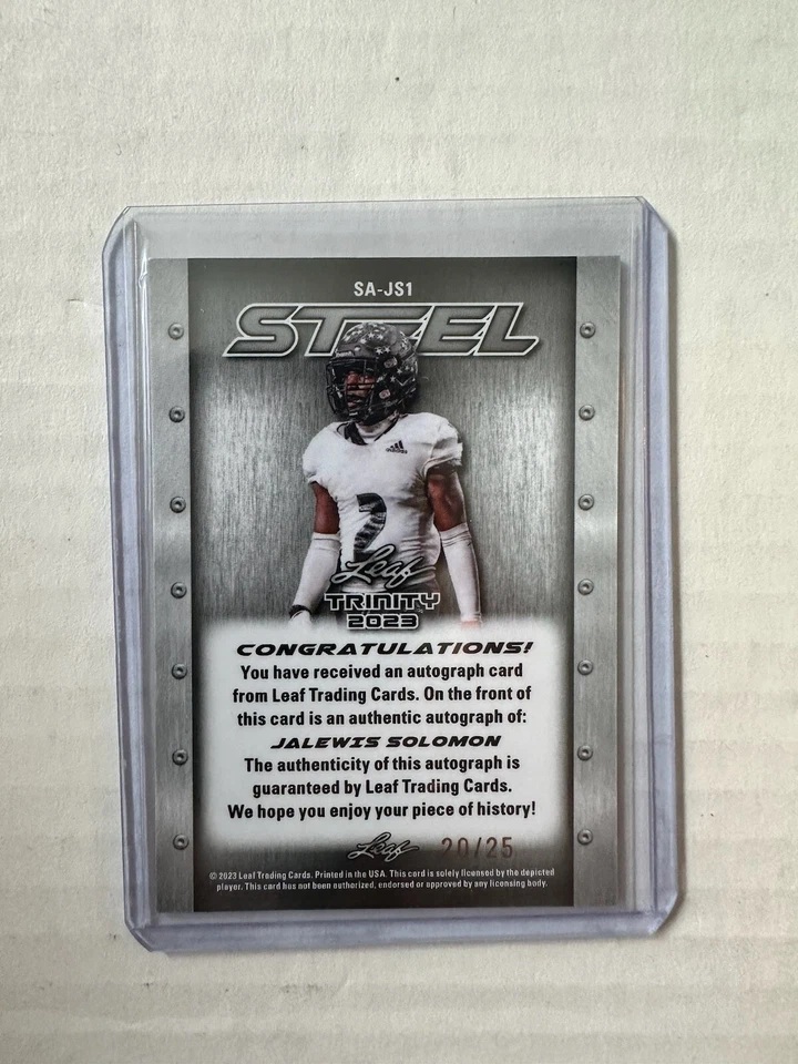 2023 JALEWIS SOLOMON Leaf Trinity Steel Platinum Spectrum Auto /25 Gamecocks - Image 2 of 2