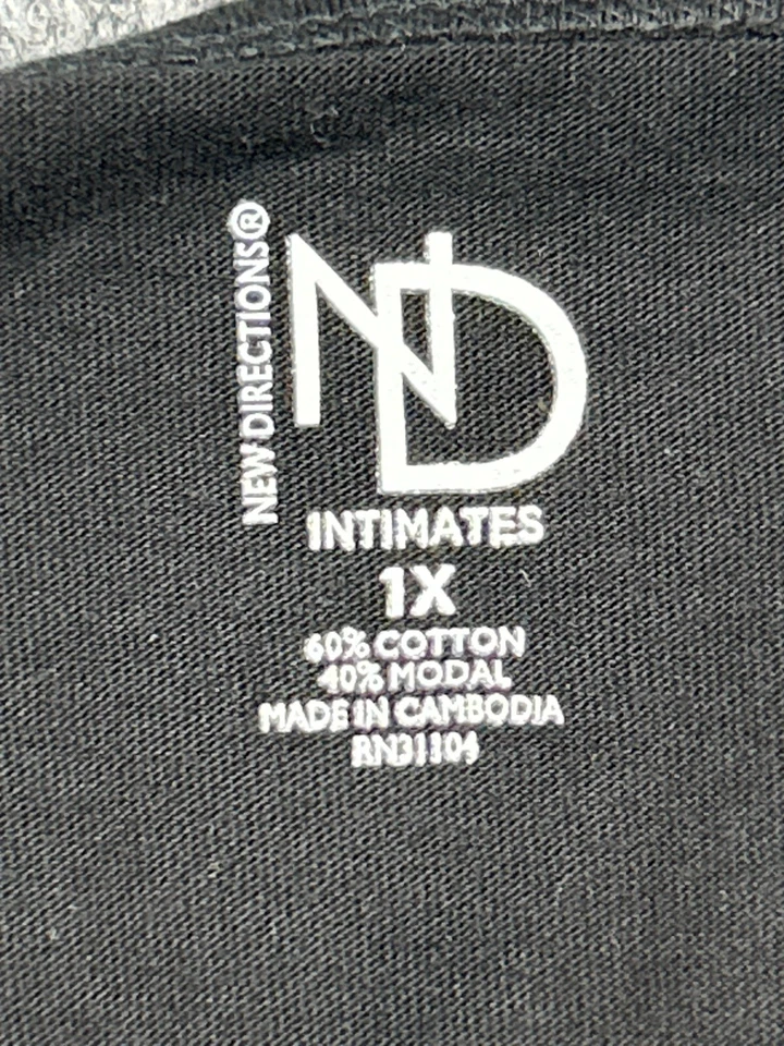 Nuevo Pijama New Directions Intimates Mujer Talla 1X Negro Manga 3/4 Botón Foto 4 de 4