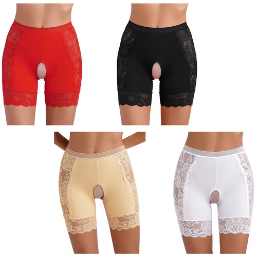 Damen Shorts Spitze Unterwäsche Clubwear Boyshorts Offener Schritt Höschen Slip - Bild 1 von 54