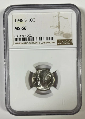 1948 S Roosevelt Dime NGC MS66