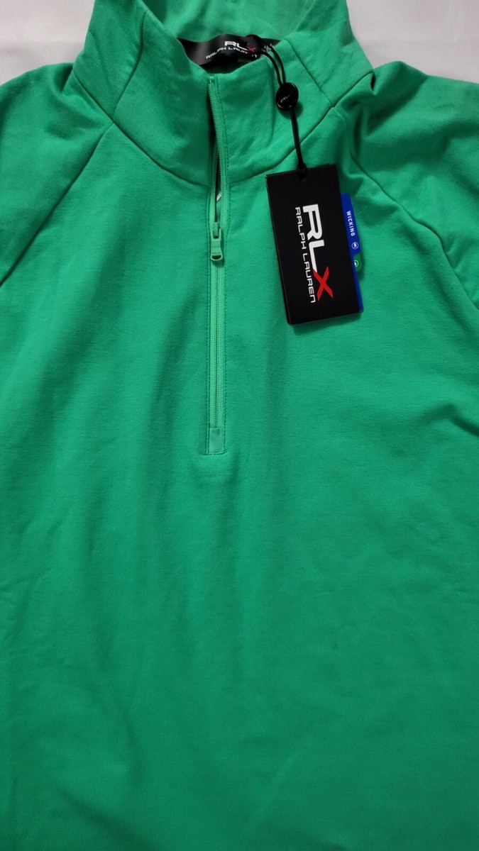 NEW RLX RALPH LAUREN MEN'S HALF ZIP FRONT GREEN GOLF LONG SLEEVE