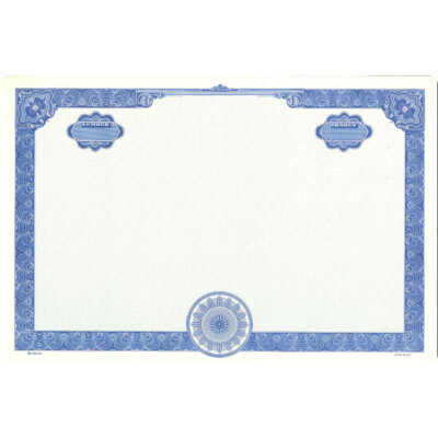 NEW Goes 858 Blank Stock Certificate Size 8-1/2'' Tall x 11'' Wide