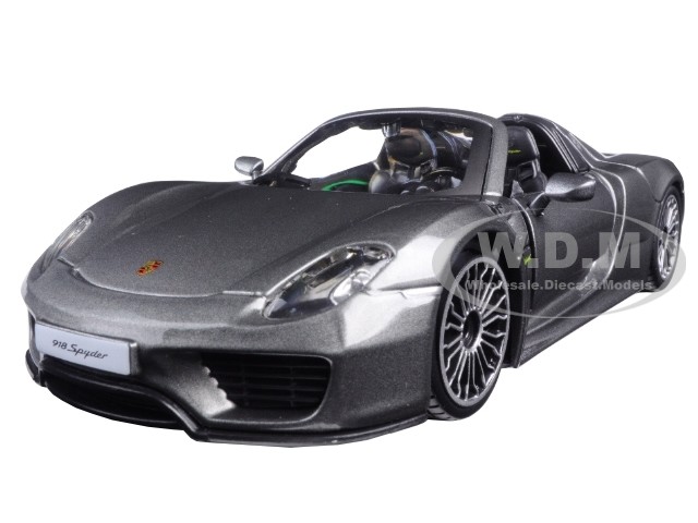 PORSCHE 918 SPYDER GRAY METALLIC 1/24 DIECAST MODEL CAR BY
