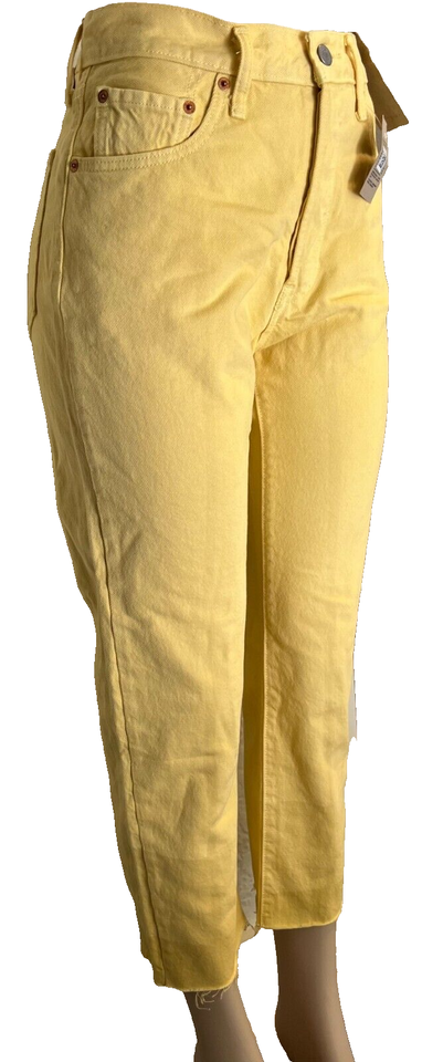 Levi's 501 Fresh Cropped Jeans Lemon Yellow Botanical (Size 27x26) | eBay