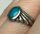 Vintage Navajo Sterling Silver Turquoise Inlay Ring Size 5
