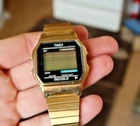 Vintage Timex Men's Digital Watch Wristwatch Gold Tone 739 T-GO Indiglo Timer NR
