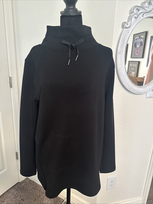 Spanx Air Essentials Got Ya Covered Pullover Sweatshirt Mock Neck Black Med $119