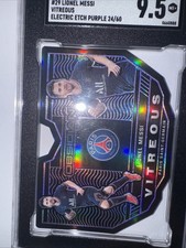 2021 Panini Obsidian Messi Vitreous Electric Etch Purple #29 24/60. SGC 9.5
