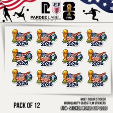 FIFA World Cup 2026 USA Stickers   Pack of 12  High Quality Gloss Vinyl  1.5  