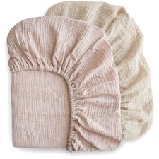 Soft Cotton Muslin Crib Sheet 2-Pack  192 TC  Blush/Fog