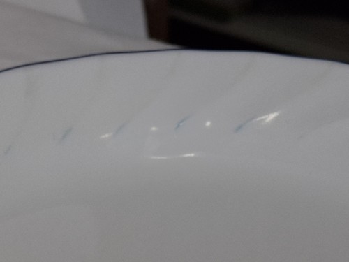 6 Corelle White Enhancements Swirl Dessert Salad Bread Plates Blue Rim, 7-1/4" - Picture 6 of 9