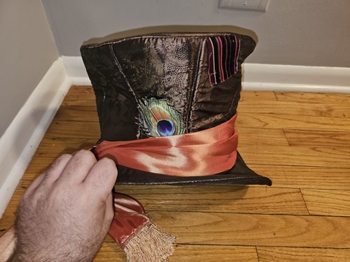 Disney Alice in Wonderland Mad Hatter Hat Elope Adjustable Adult EUC Brown Gold - Picture 6 of 10