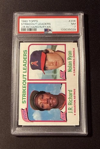 1980 Topps #206 PSA 7 NM Strikeout Leaders NOLAN RYAN J.R. Richard