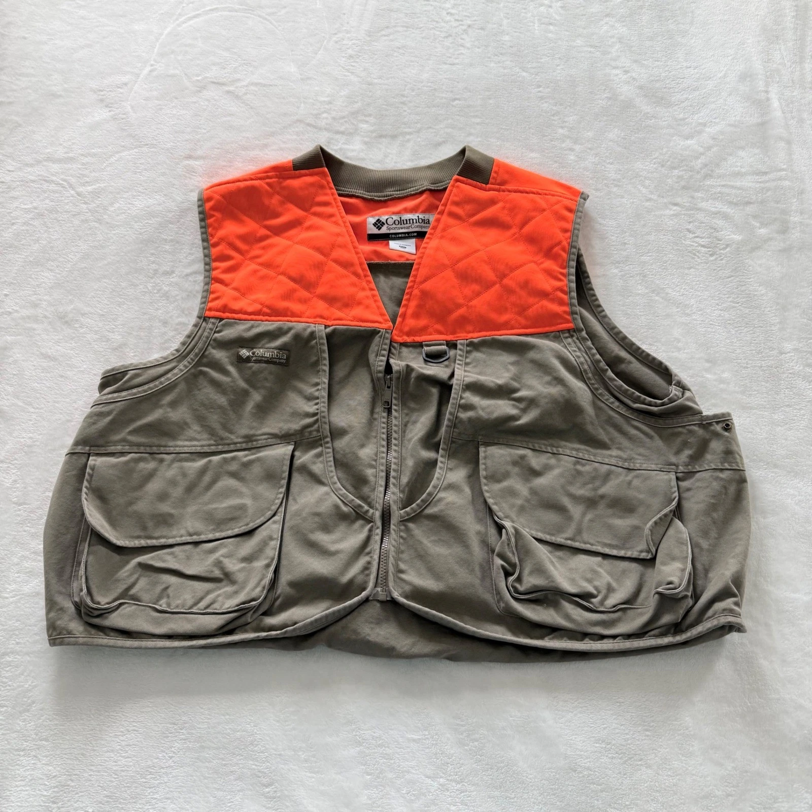Columbia Hunting Vest Blaze Orange Utility Pockets Mens 2XL Fishing