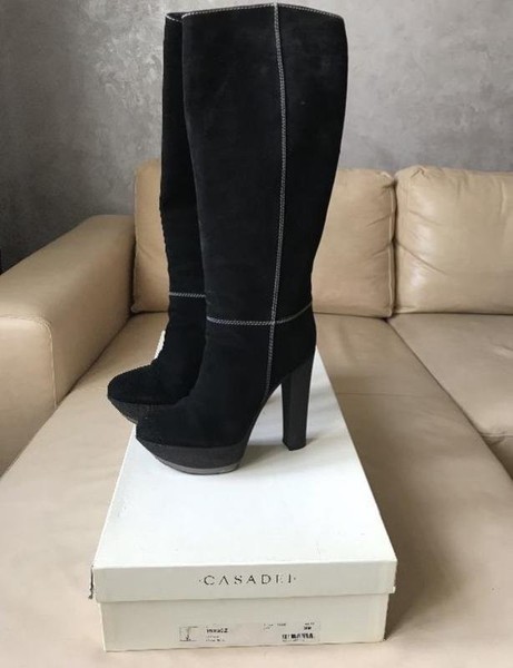 Women Casadei Boots Black Suede 39 #13FW