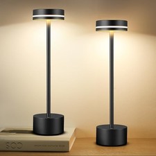 2 Pack LED Cordless Table Lamp Rechargeable, 5000mAh Portable Black Set of 2 