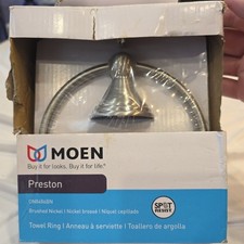 Moen Towel Ring Brushed Nickel Round DN8486BN Model Preston New In Box