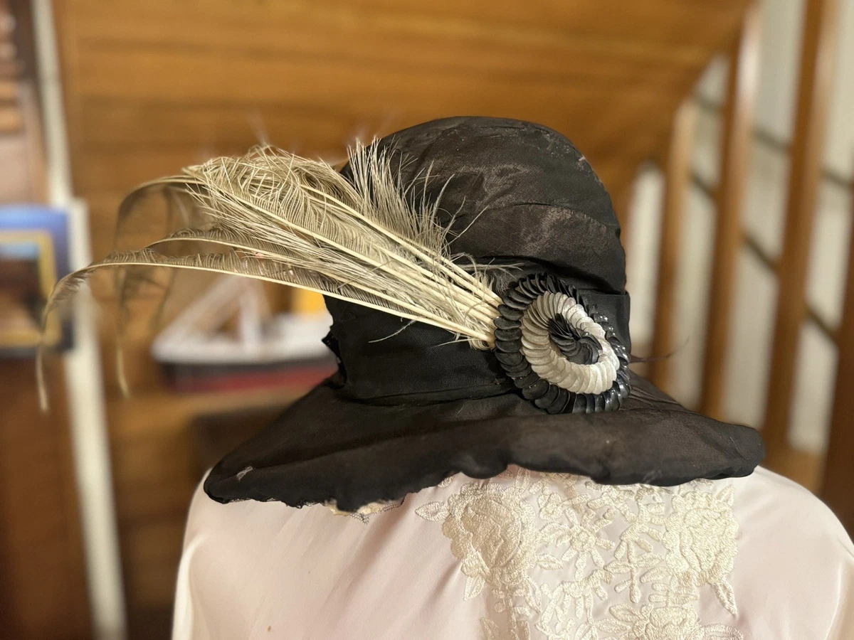 Wide Brim Silk Feather Hat The Wyoming Fedora – Vera Black main image 3