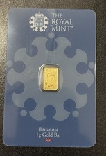 Royal Mint Britannia 1g Gold Bar, 999.9 Fine Gold