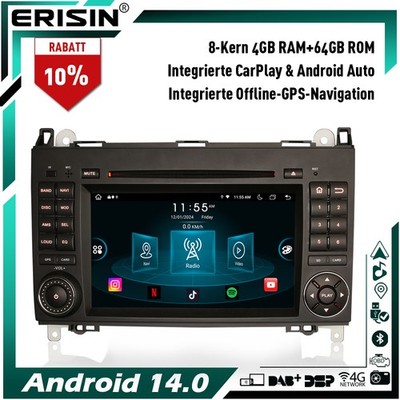 64GB DAB+ Android 14 Autoradio GPS Mercedes A/B Klasse Sprinter Viano VW Crafter