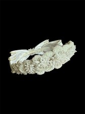 Vintage Bridal Headpiece Pearl Beaded Floral Wedding Hairpiece Ivory White