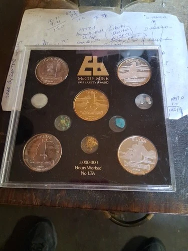 1995 Echo Bay McCoy Cove Safety Award 5 Troy Ounce .999 Rounds 5 Minerals