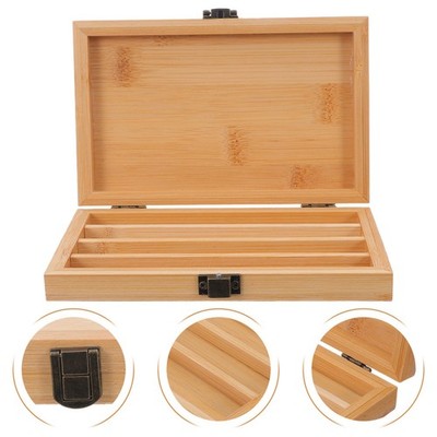 Bamboo Paint Storage Box Small Watercolor Palette with Lid Organizer