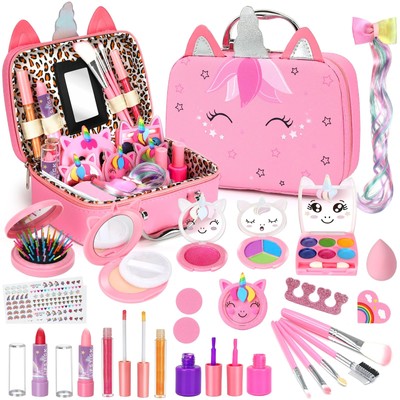 Heaning Kids Washable Makeup Girl Toys - Real Makeup Kit Kid Make up Set for ...
