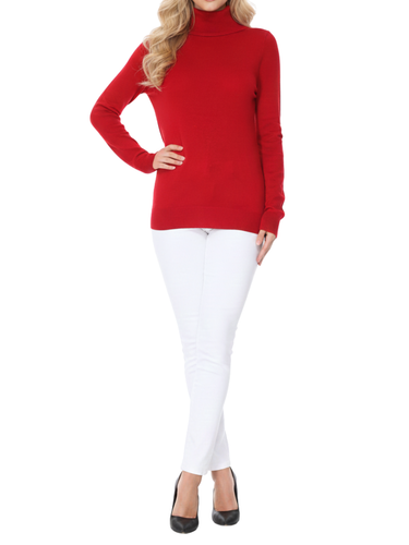 YEMAK Damen klassischer Langarm Rollkragen Pullover Sweater MK3349 (S-L) - Bild 17 von 21