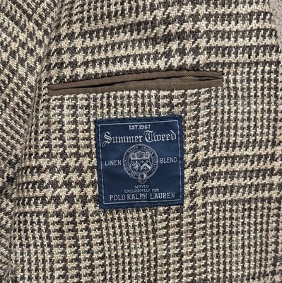 Polo Ralph Lauren Summer Tweed Linen Silk Blend Gun Check RL67