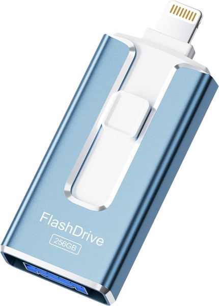 MFi Certified 256GB Pendrive para iPhone, 4 en 1 Memoria Externa Pen Drive, USB