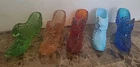 #3 Not Sure Fenton? Hobnail Cat Head Shoe Lot 5. Amberina/Red, Blue, Peach,Green